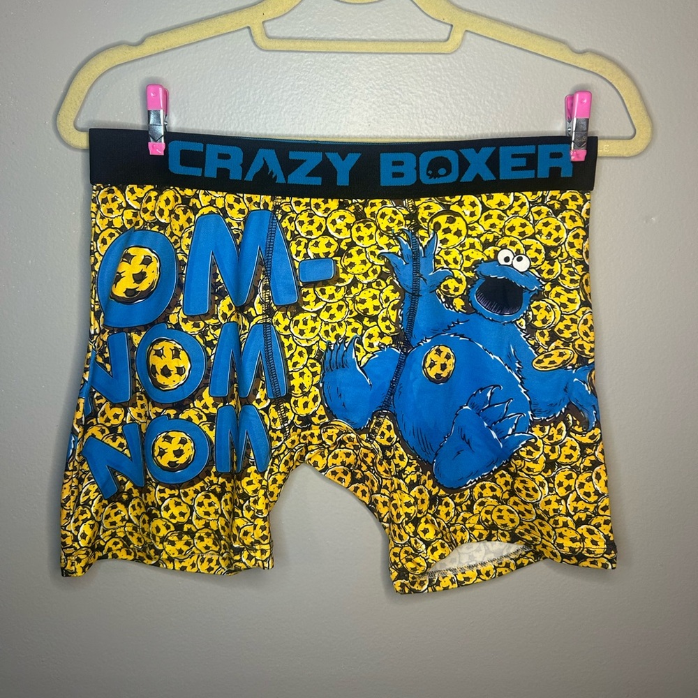 NWOT Sesame Street Blue and Yellow Cookie Monster Boxers Unisex